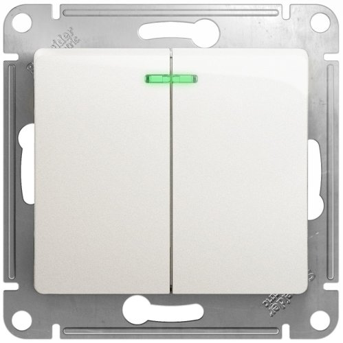 Выключатель с подсветкой без рамки Systeme Electric Glossa 2-кл. перламутр картинка